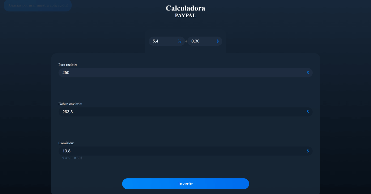 Portada de PayPal Calculator